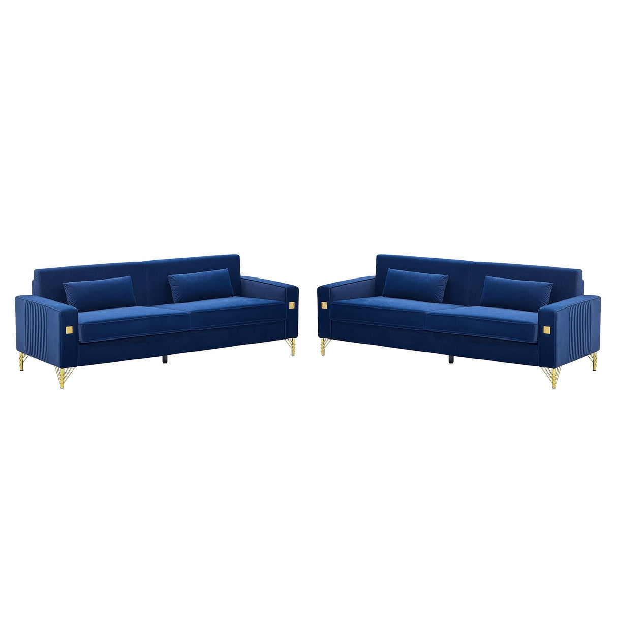Royal Blue Velvet 2-Piece Sofa Set