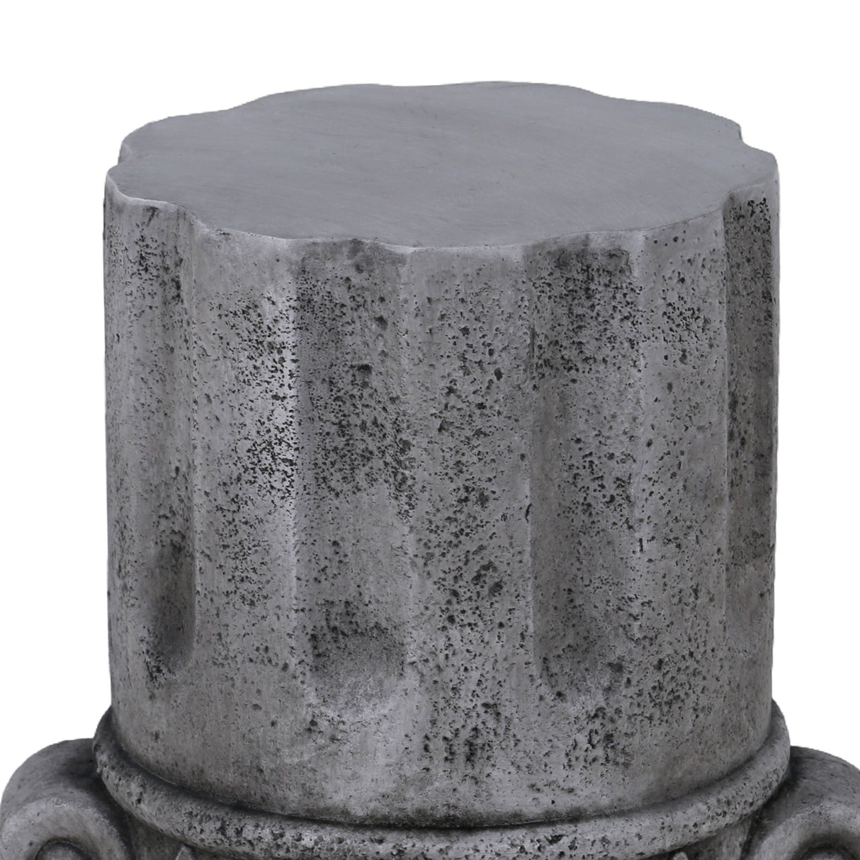 Outdoor End Table, Round Side Table For Patio And Garden - Antique Gray
