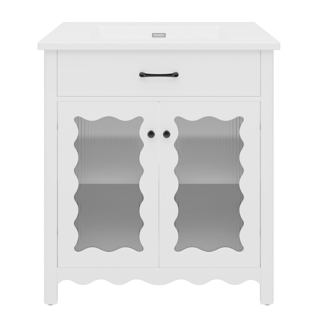 Modern Bathroom Vanity With Tempered Glass Doors