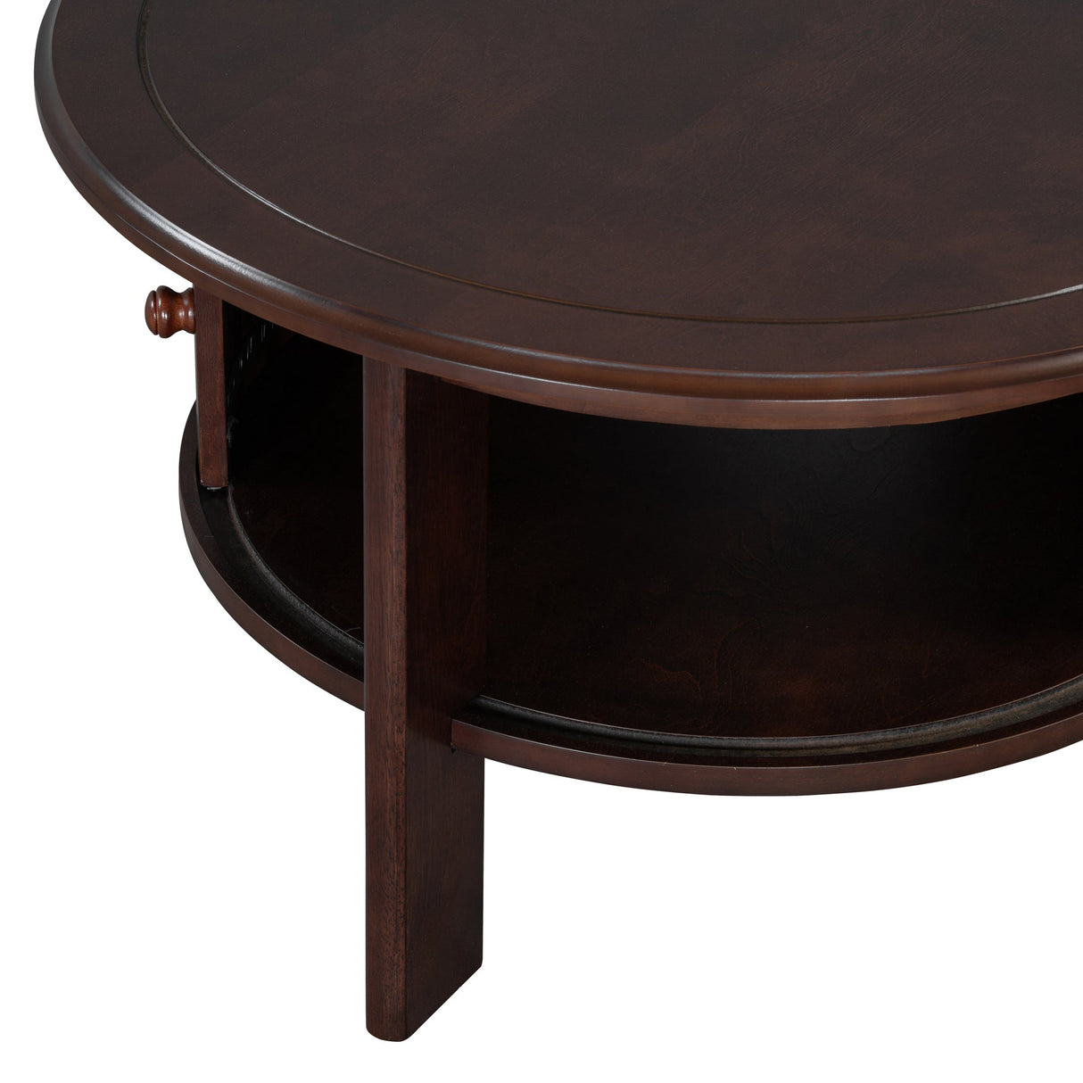 Vintage Round Coffee Table with Storage in Walnut