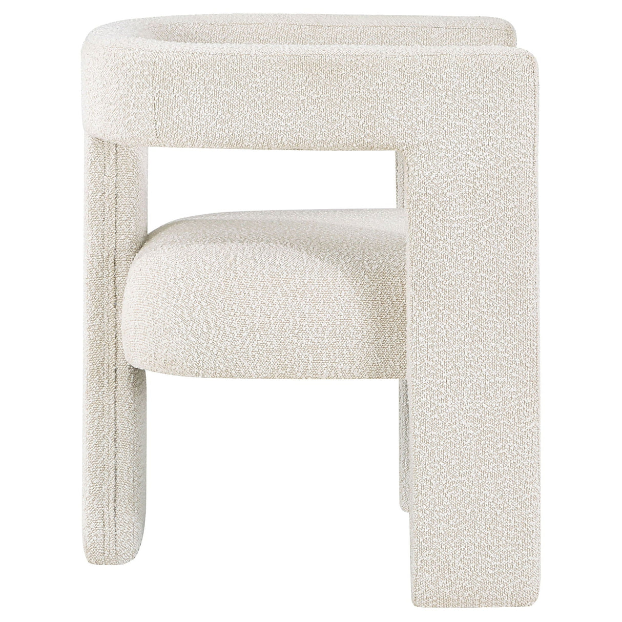 Verda - Upholstered Accent Side Chair In Soft With Rounded Open Back And 3 Leg Base - White