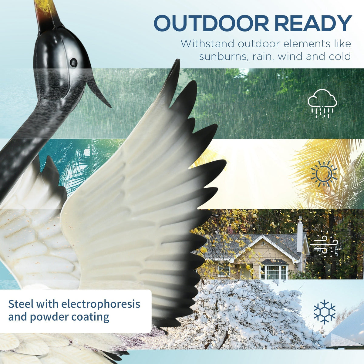 Outsunny Heron Garden Statues, Set of 2 – 35.5' & 40.5' Standing Bird Sculptures