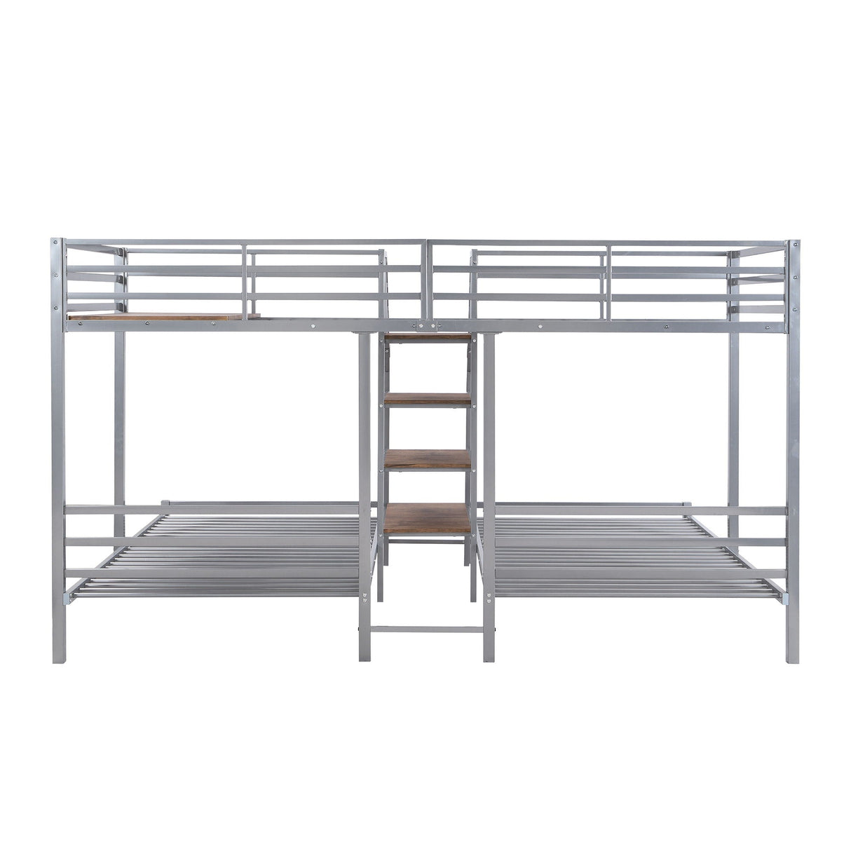 Metal Bunk Bed With Storage Shelves Staircase
