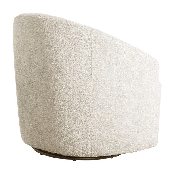 Upholstered Swivel Chair with Sloped Arms and Metal Base