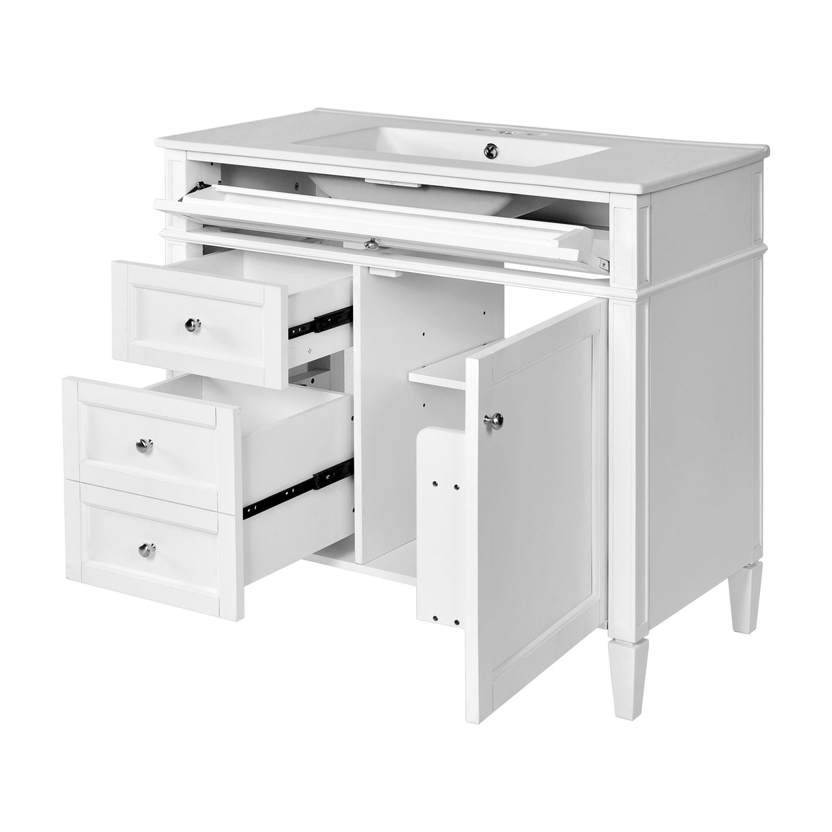 Bathroom Vanity With Top Sink, 2 Drawers And Tip Out Drawer