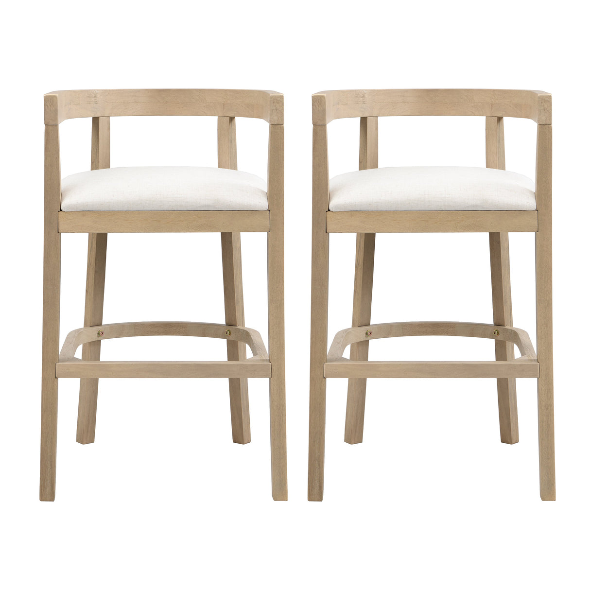 Modern Rubberwood Bar Stool Set with Upholstered Seats