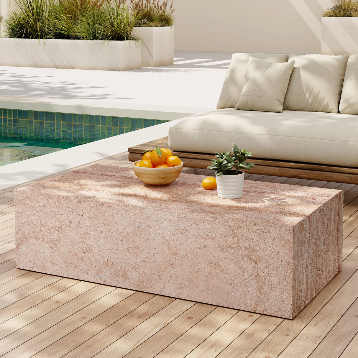 43.5" L x 22" W Rectangular MGO Coffee Table for Indoor and Outdoor Use