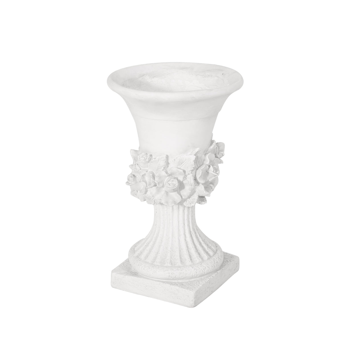 MGO Garden Urn Planter with Handmade Lightweight Concrete - Antique White