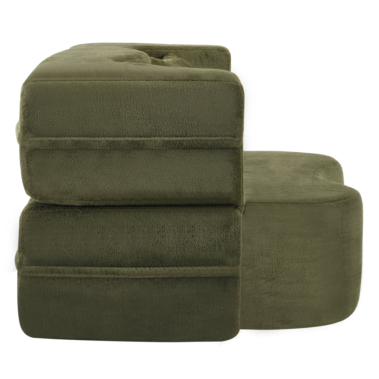 71-Inch Folding Sofa Bed in Green Plush Faux Fur