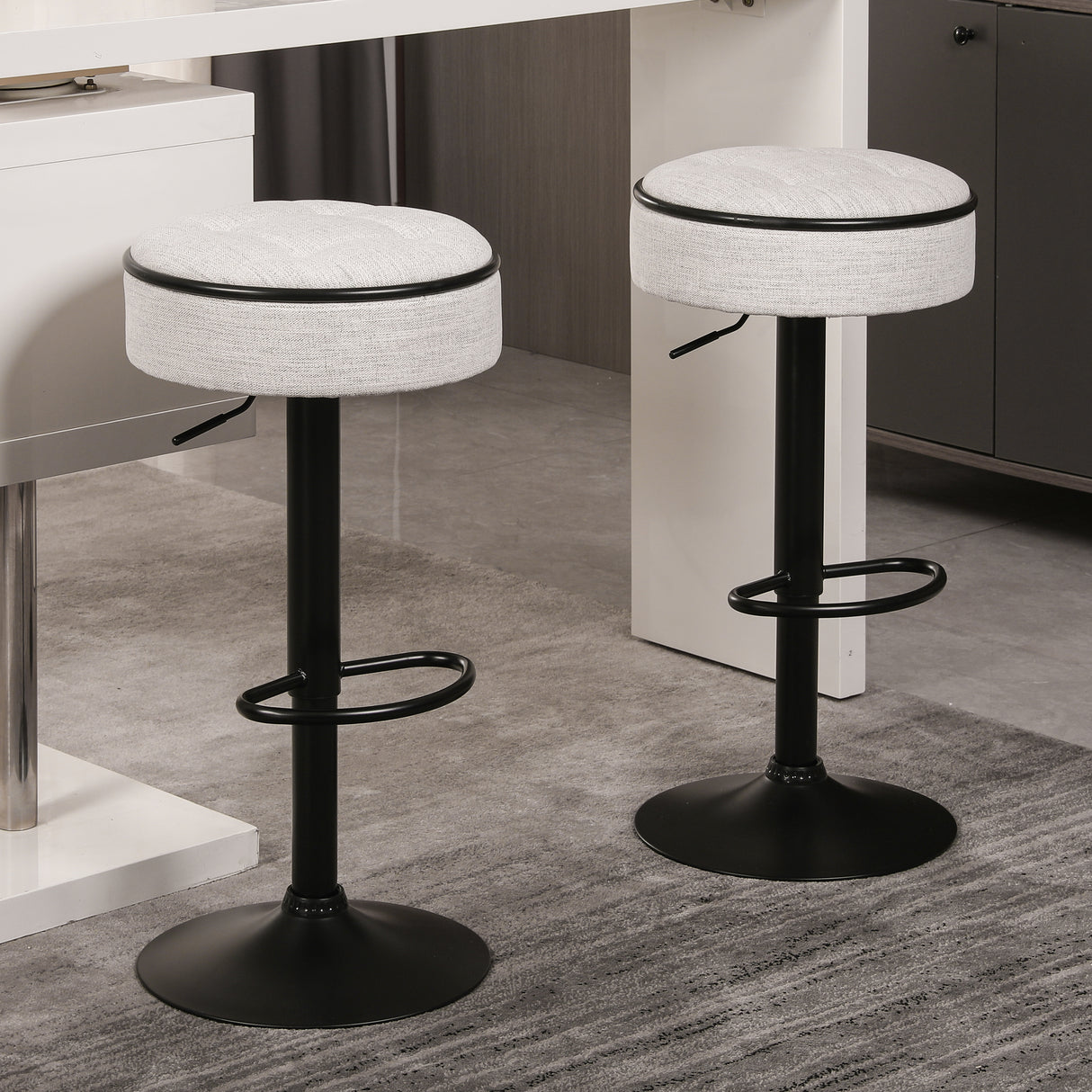 Round Storage Bar Stool Set of 2
