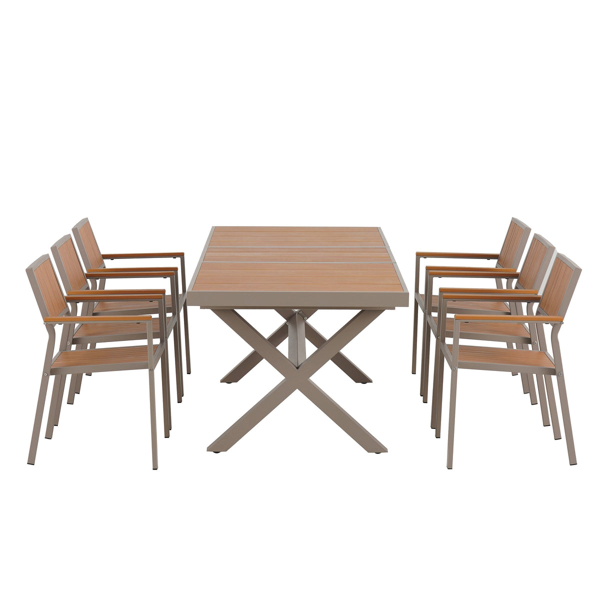 Outdoor Dining Set with Extendable Table and Six Chairs