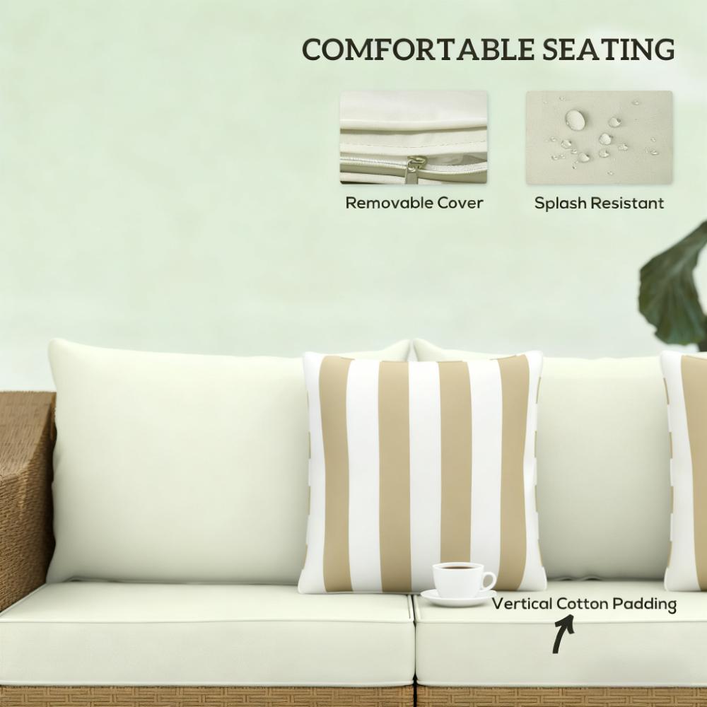 Rattan Wicker Seater Patio Couch with Cushions and Throw Pillows