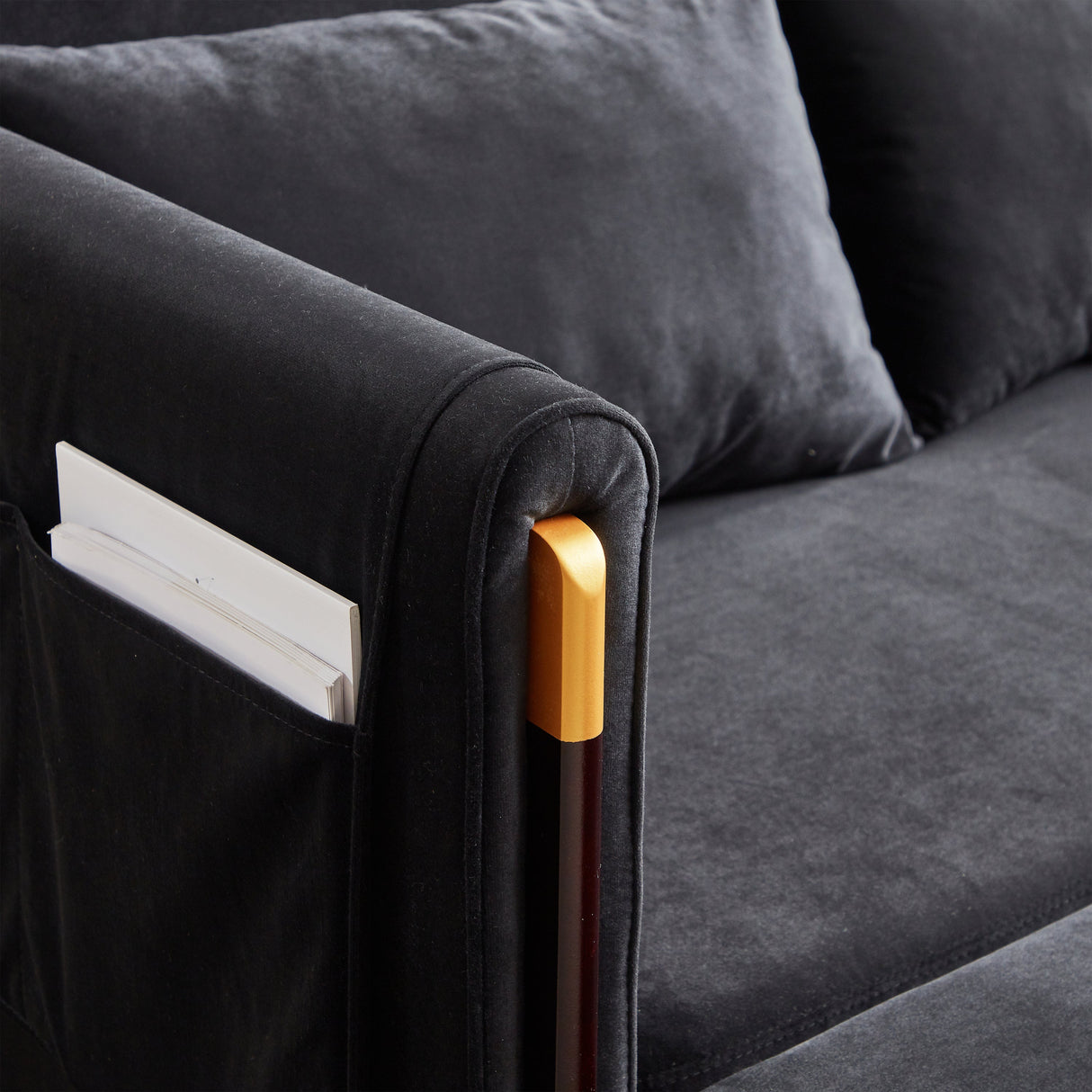 Conway Convertible Velvet Loveseat Sleeper with Arm Storage and Adjustable Back