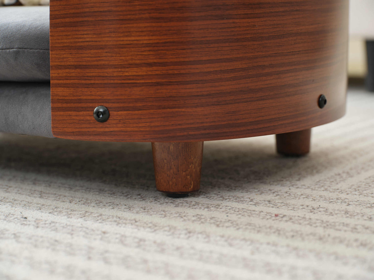 Scandinavian Style Elevated Dog Bed with Solid Walnut Wood Legs