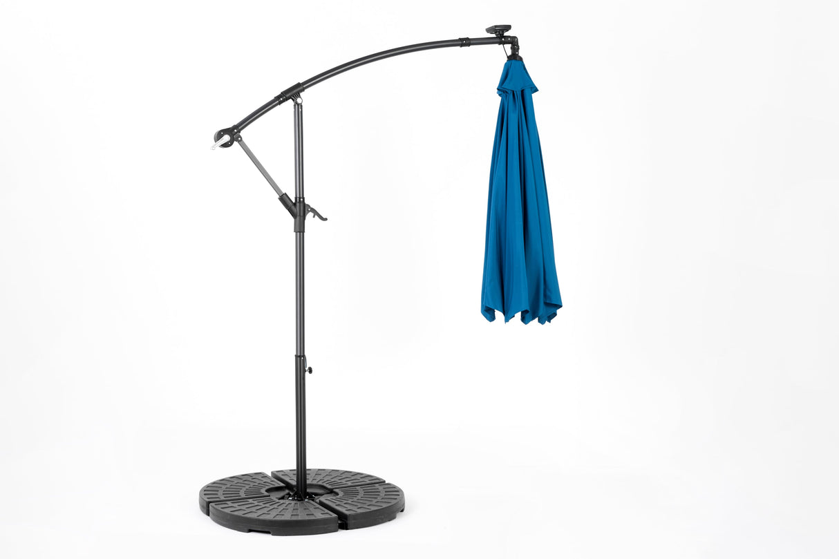 10ft Solar LED Offset Hanging Market Patio Umbrella (Dark Blue)
