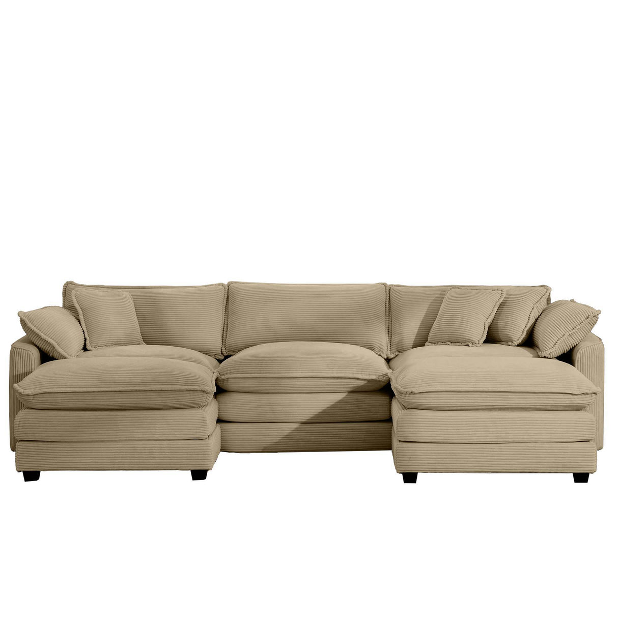 Modern Oversized Modular Cushion Sofa With Ottoman, Low Back, Deep Seating Sofa Set