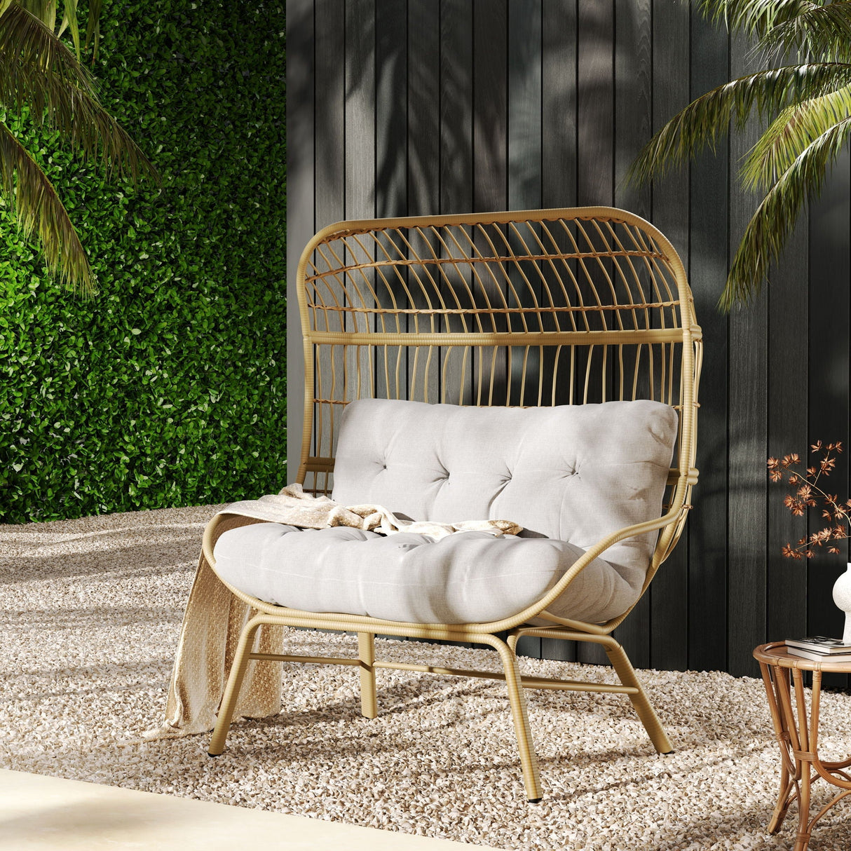 Palos Outdoor Wicker Loveseat - Light Brown