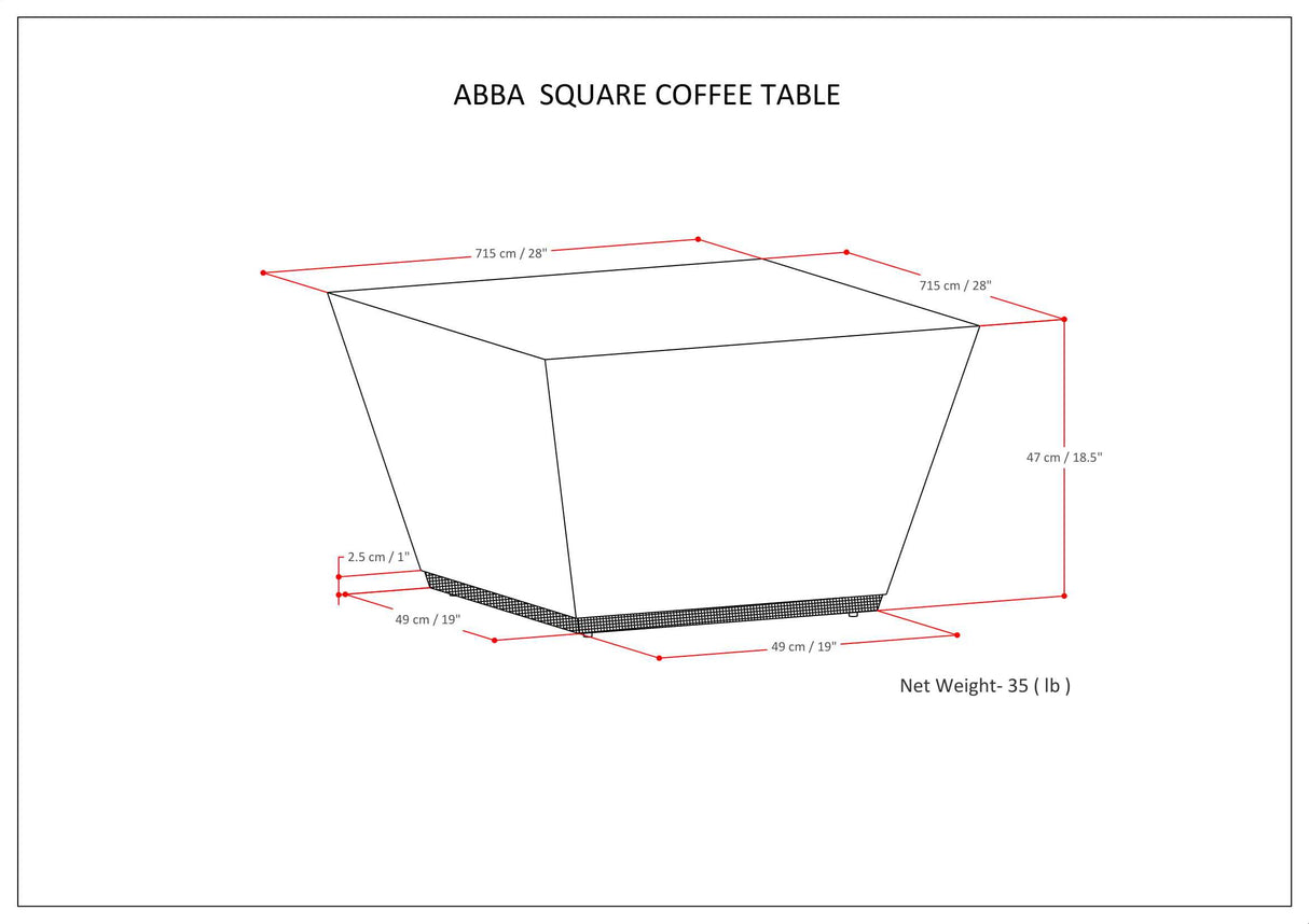 Abba Square Coffee Table - Cognac Brown