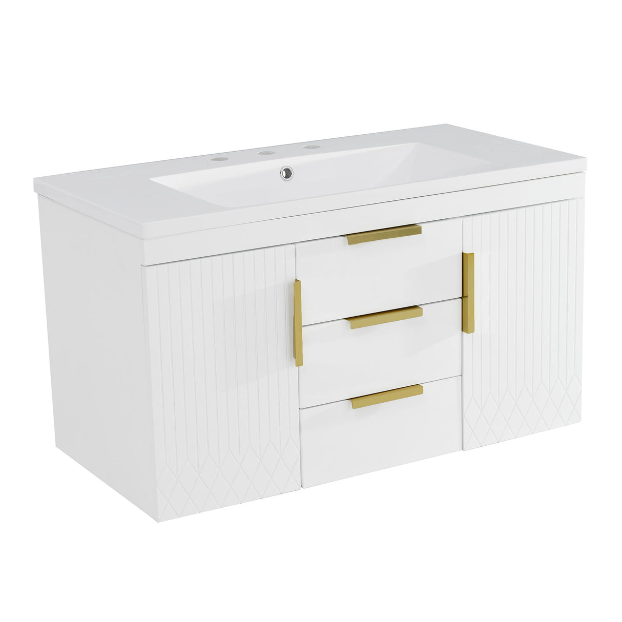Wall Mounted Bathroom Vanity With Sink and Floating Storage Cabinet