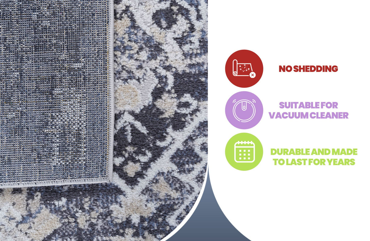 Payas - 5' X 7' Traditional Area Rug - Gray / Blue