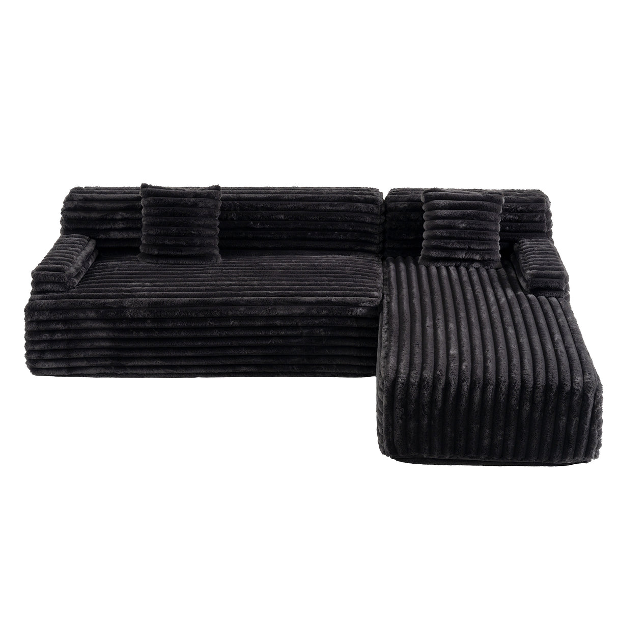 110" Black Cloud Sectional Sofa — Combination Upholstered Modular Couch