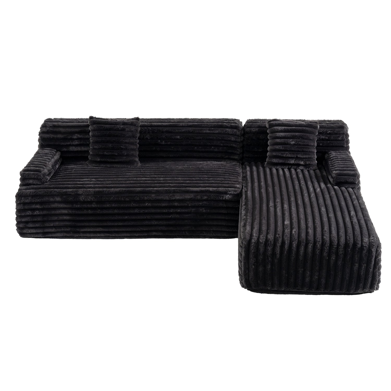 110" Black Cloud Sectional Sofa — Combination Upholstered Modular Couch