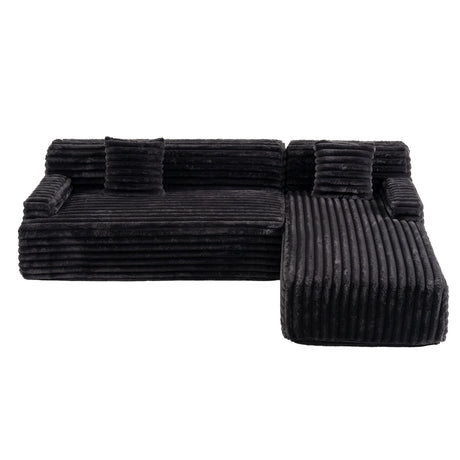 110" Black Cloud Sectional Sofa — Combination Upholstered Modular Couch