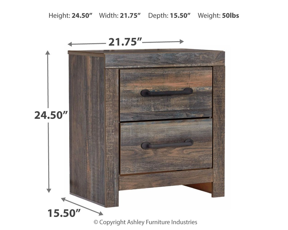 Drystan - Two Drawer Night Stand - Brown / Beige