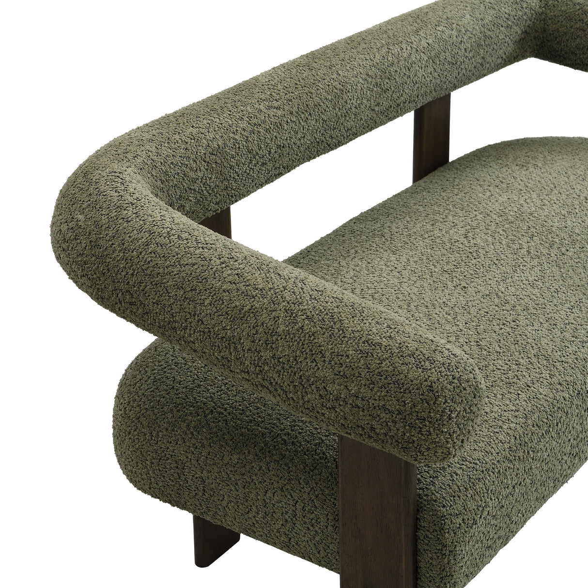 Round Armrest Loveseat (Green + Brown)