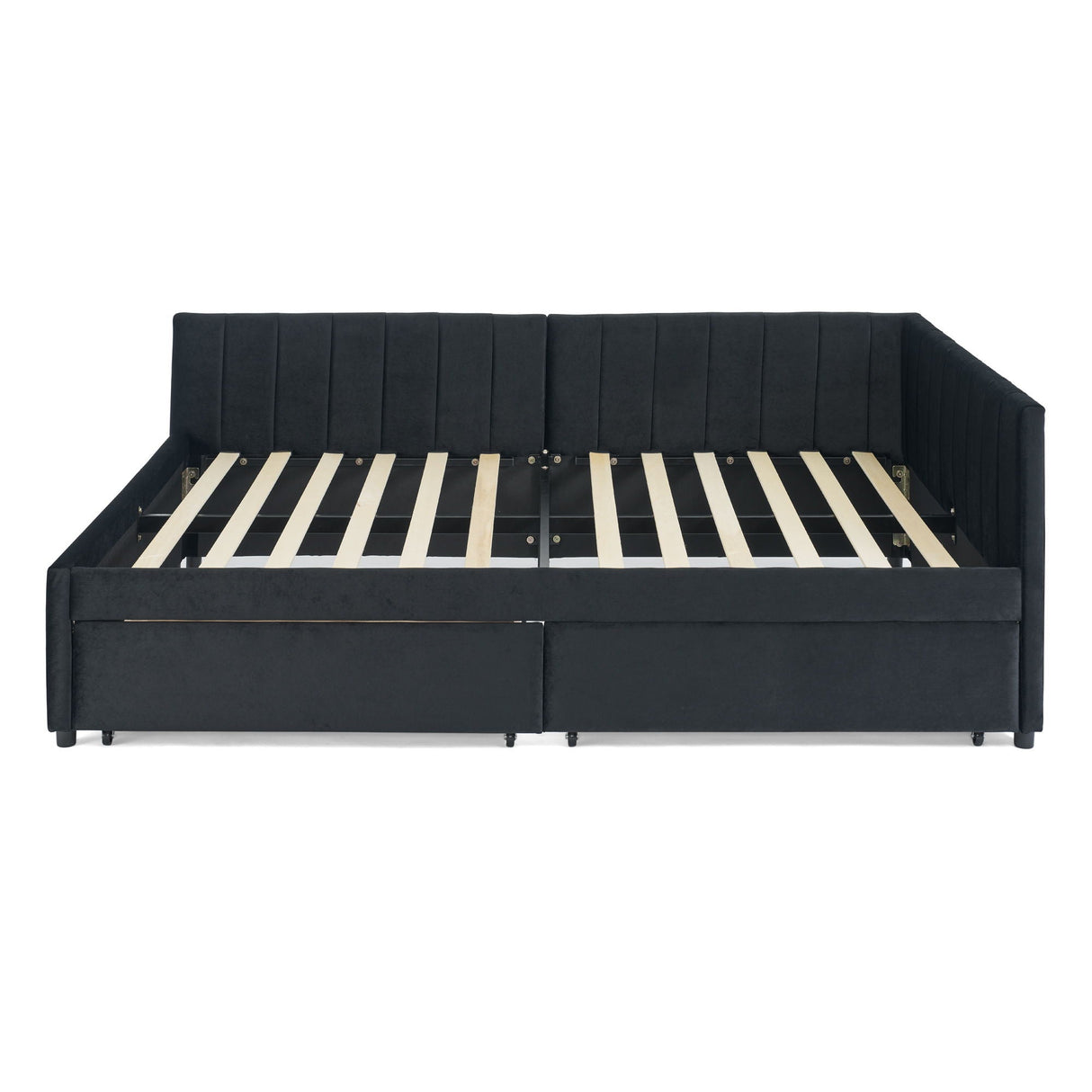Upholstered Tufted Daybed Frame With Storage Drawers