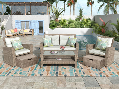 Elegantly-Woven-Outdoor-Tengbian--6-piece-outdoor-conversation-set-Outdoor-Furniture-Sets
