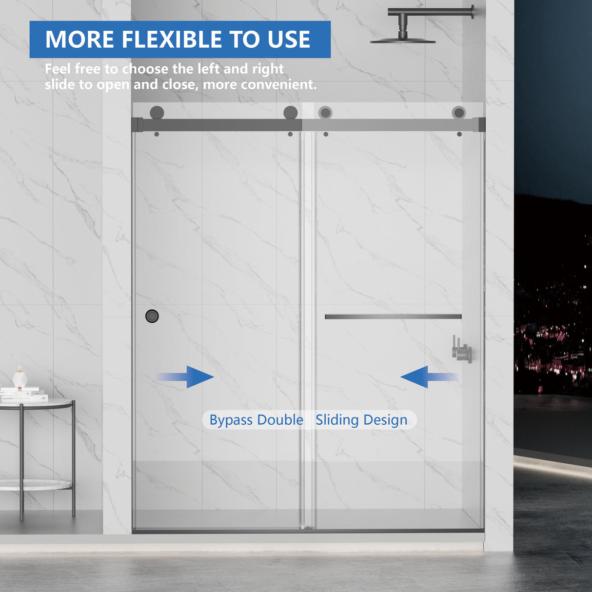 Frameless Shower Door - Double Sliding Design