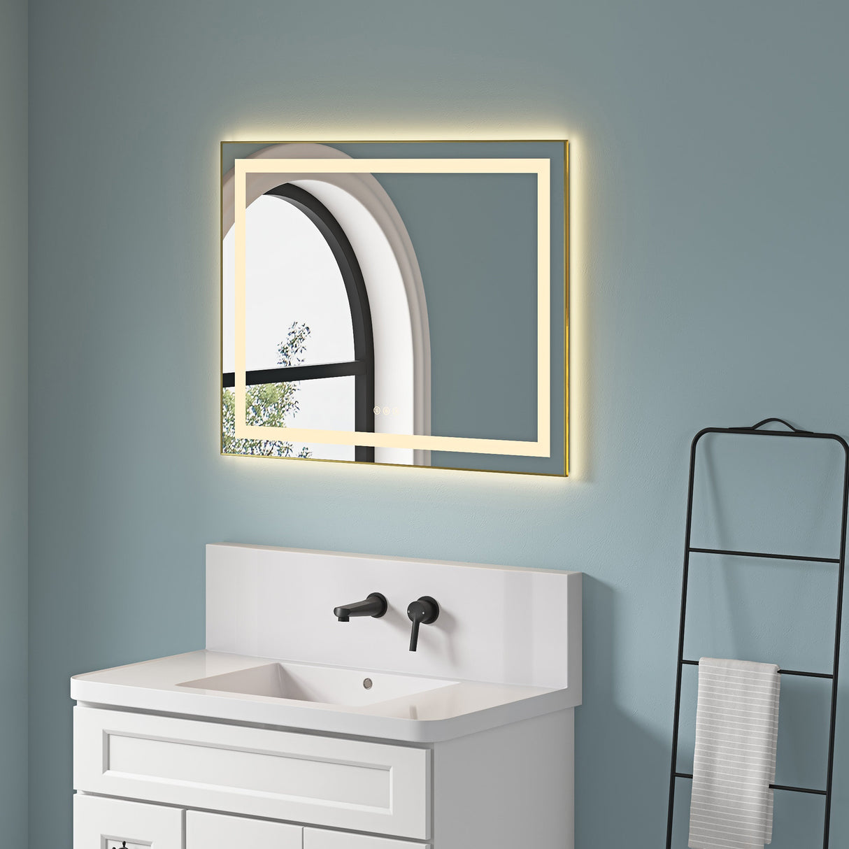 36" x 28" LED Bathroom Mirror with Front and Backlight