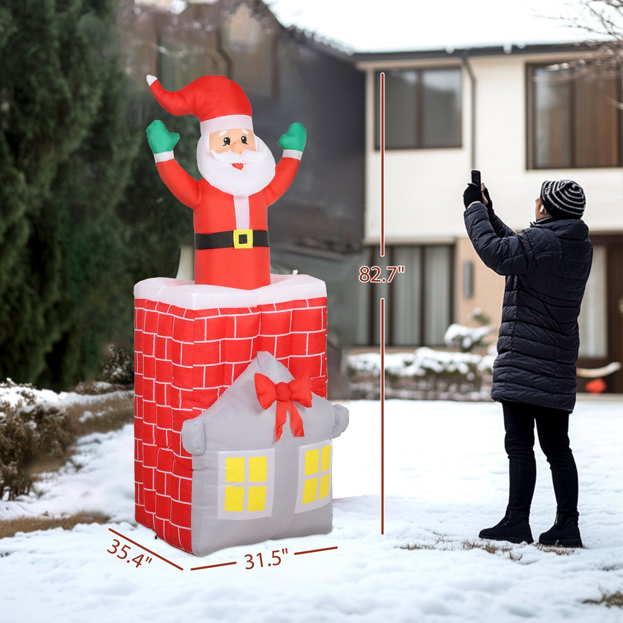 7FT Christmas Inflatable Santa in Chimney with LED Lights