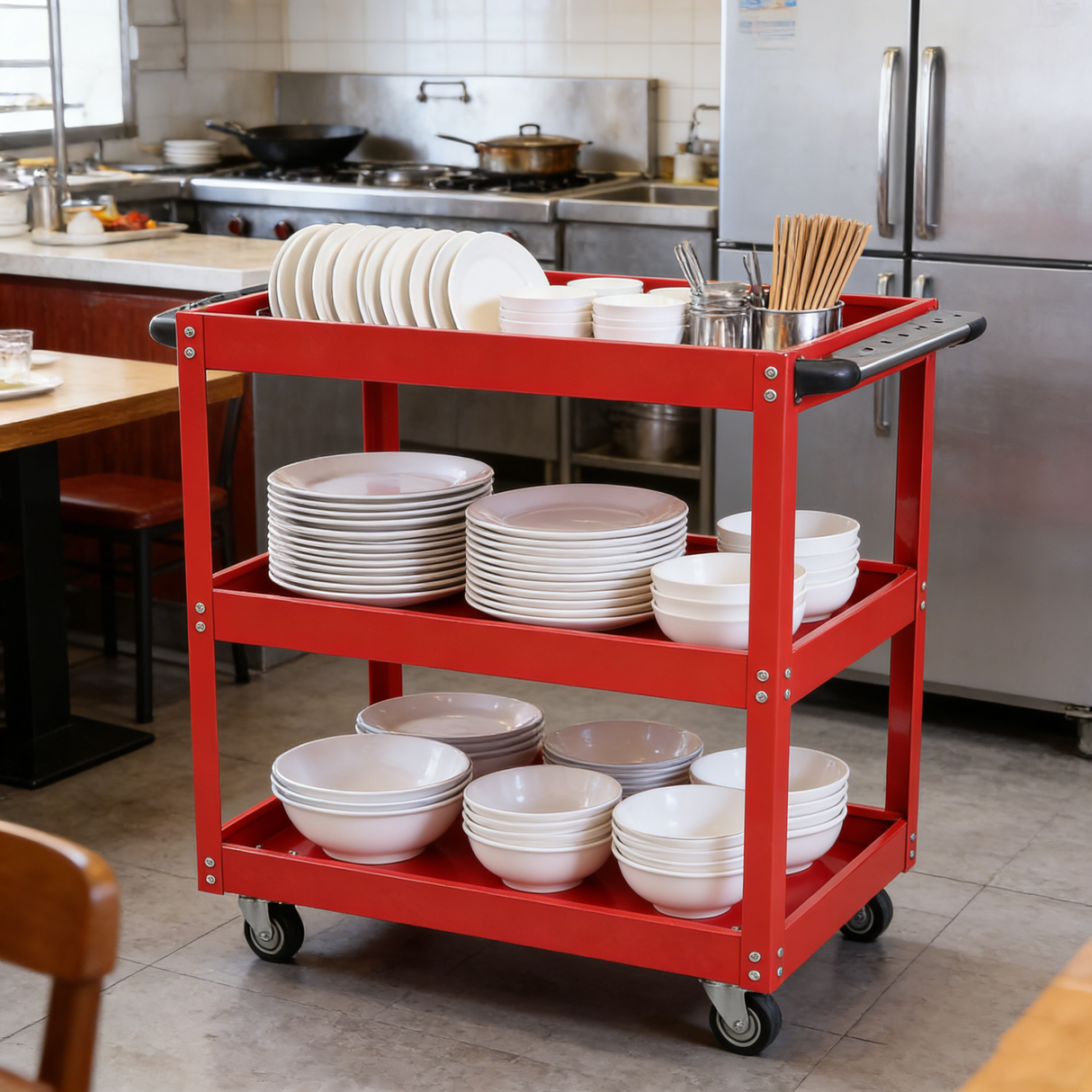 Tool Cart on Wheels - 3 Tier Rolling Mechanic Tool Cart
