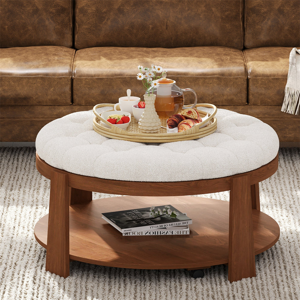 Modern Large Round Ottoman Coffee Table