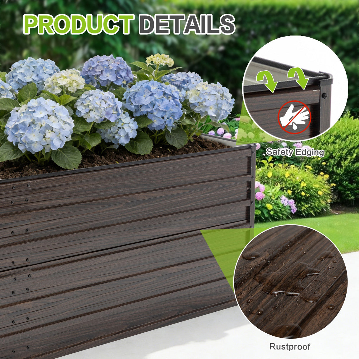 Woodgrain Aesthetic & Metal Strength: 8x4x2FT Galvanized Raised Garden Bed Kit