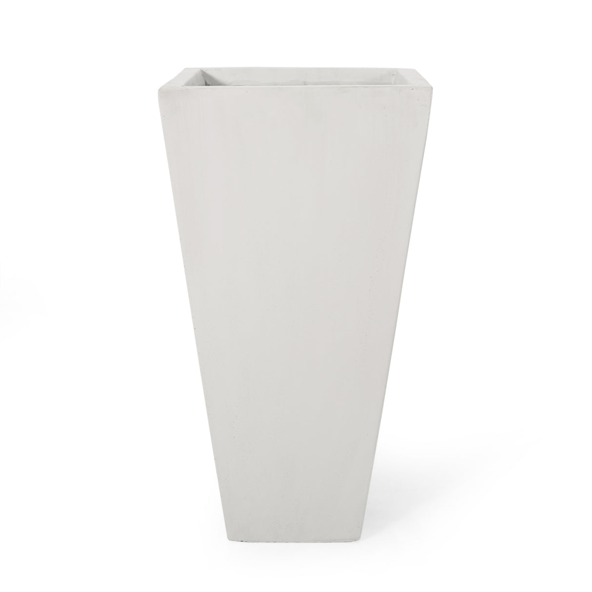 13' Outdoor Modern MGO Small Cast Stone Planter, Matte White