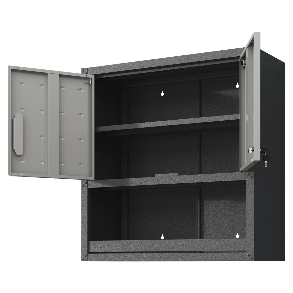 Metal Wall Mounted Tool Storage Cabinet With Locking Door, 1 Shelf & 1 Drawer