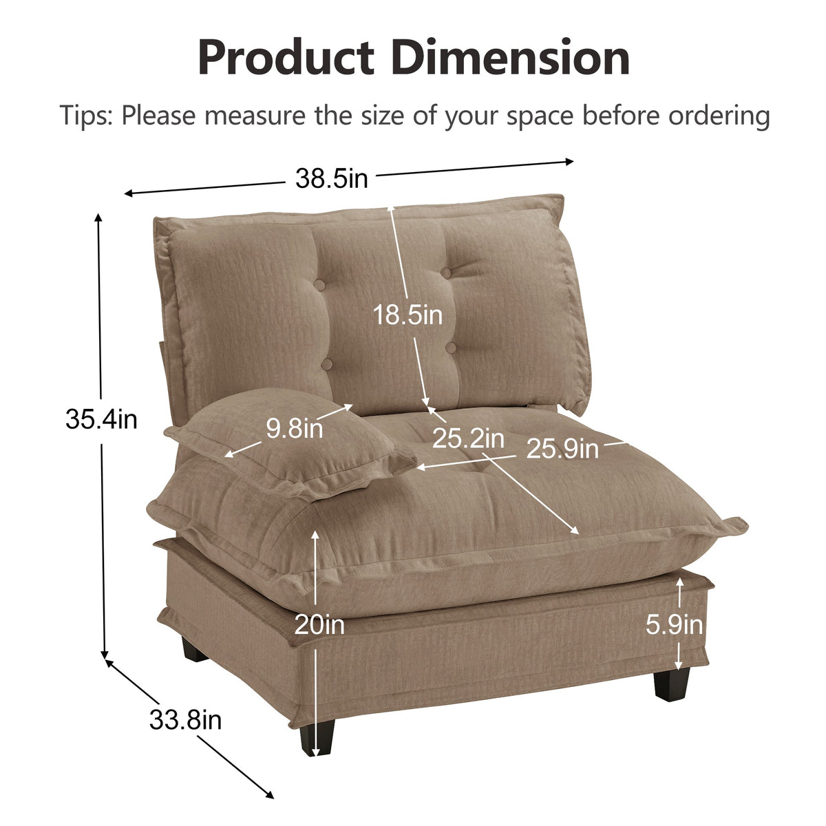 73 Inch LSF Chenille Sofa