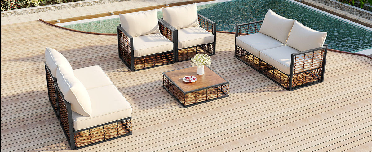 TOPMAX Modern Minimalist 7-Piece Metal Patio Sectional Sofa Set