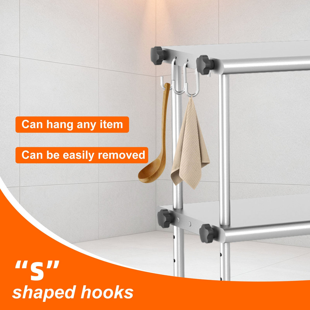 Stainless Steel Adjustable Kitchen Shelf, 60 Inch