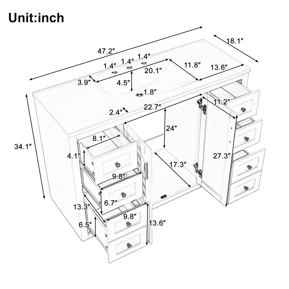 48'' Classic Bathroom Vanity Cabinet