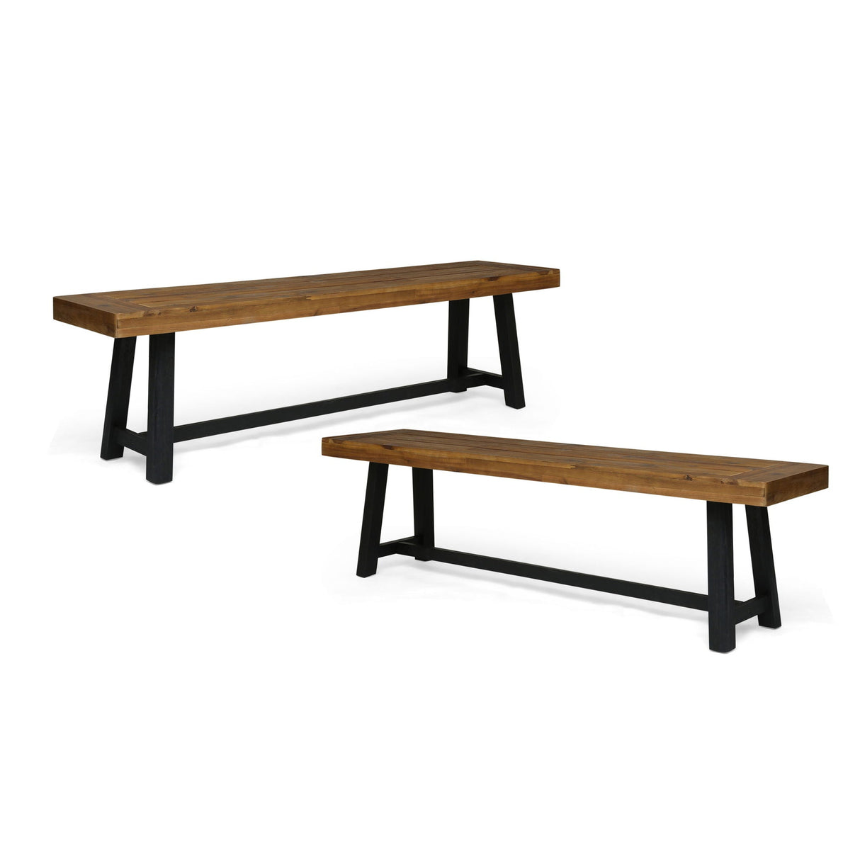 Cloud Outdoor Bench with Acacia Wood Frame and Slat Panel Design