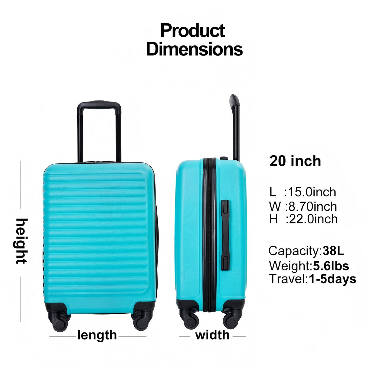 20" Carry-On Lightweight Hardside Luggage with Spinner Wheels