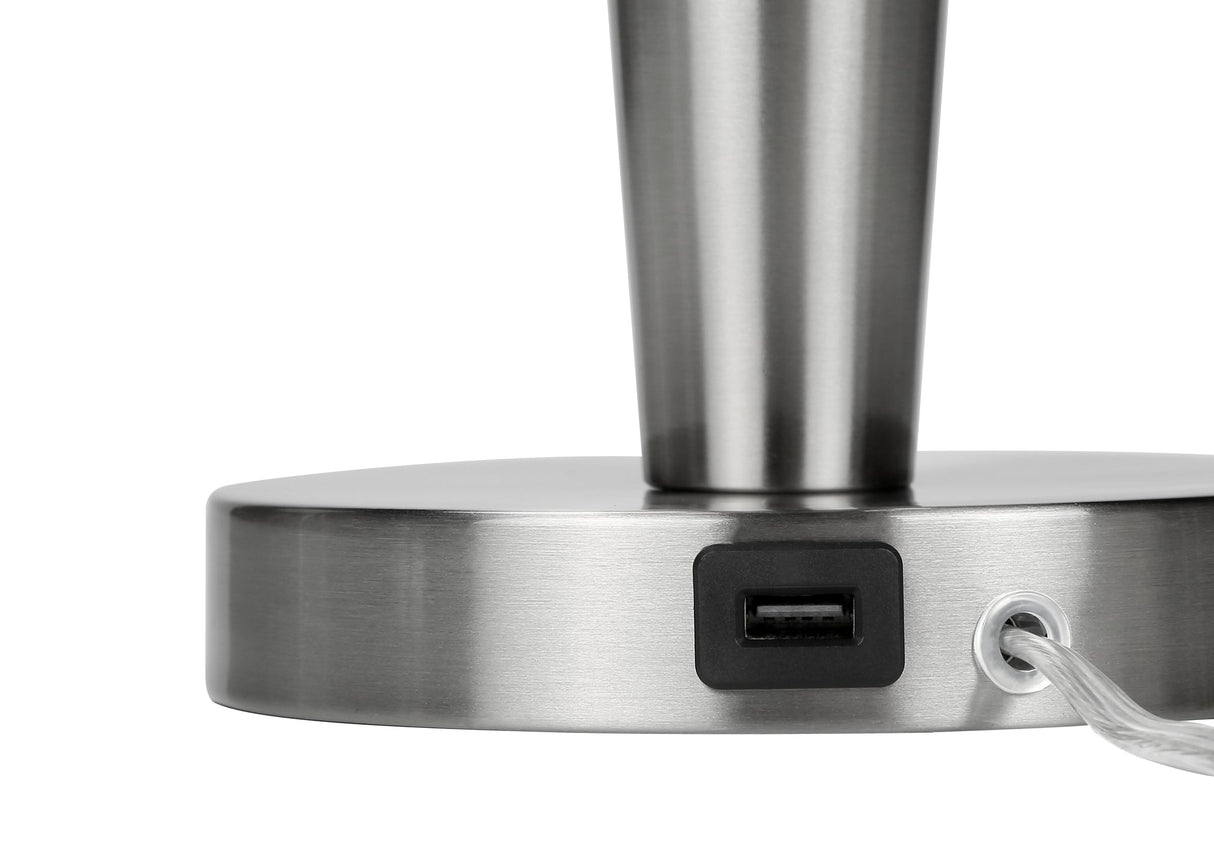 Contemporary Nickel USB Table Lamps – Set of 2
