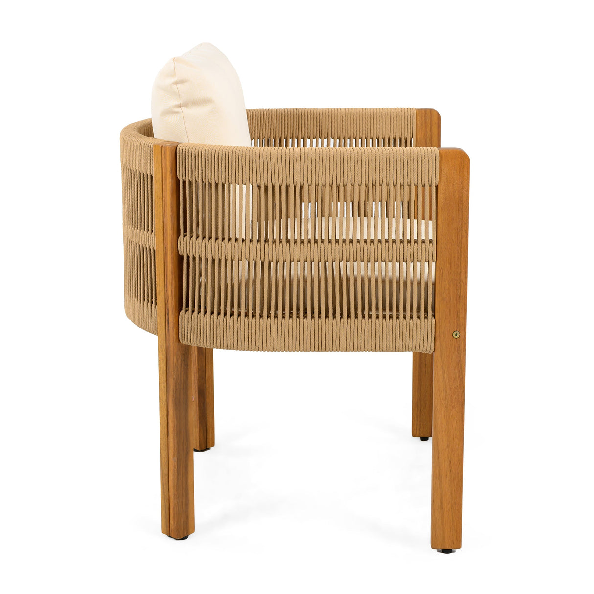 Outdoor Dining Set with Acacia Wood Table and 4 Chairs - Beige