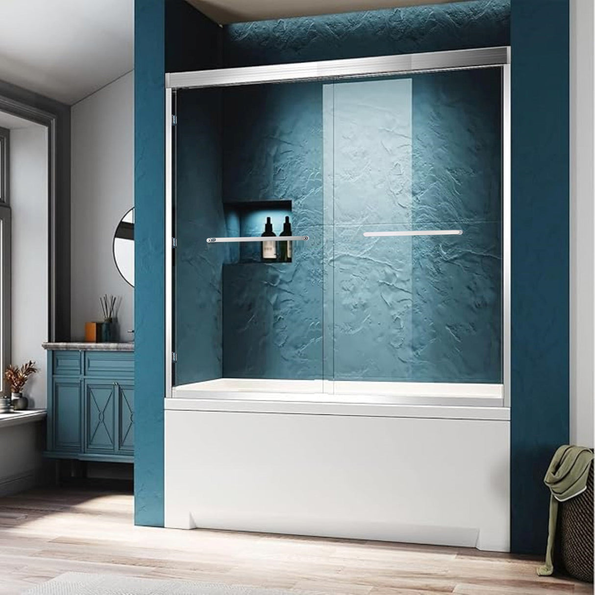 56-60"W x 60"H Double Sliding Tub Shower Door