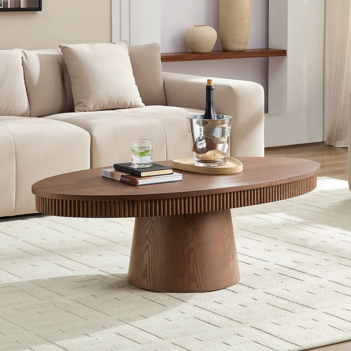 Modern Design Oval Handcraft Drum Coffee Table