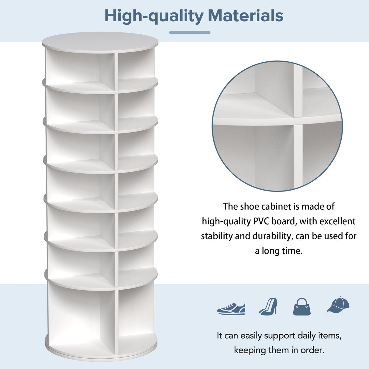 Rotating Shoe Rack Tower - 7-Tier Spinning Shoe Organizer